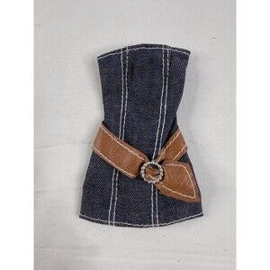 Barbie Doll My Scene Strapless Denim Jeans Dress With Faux Leather Belt Rare